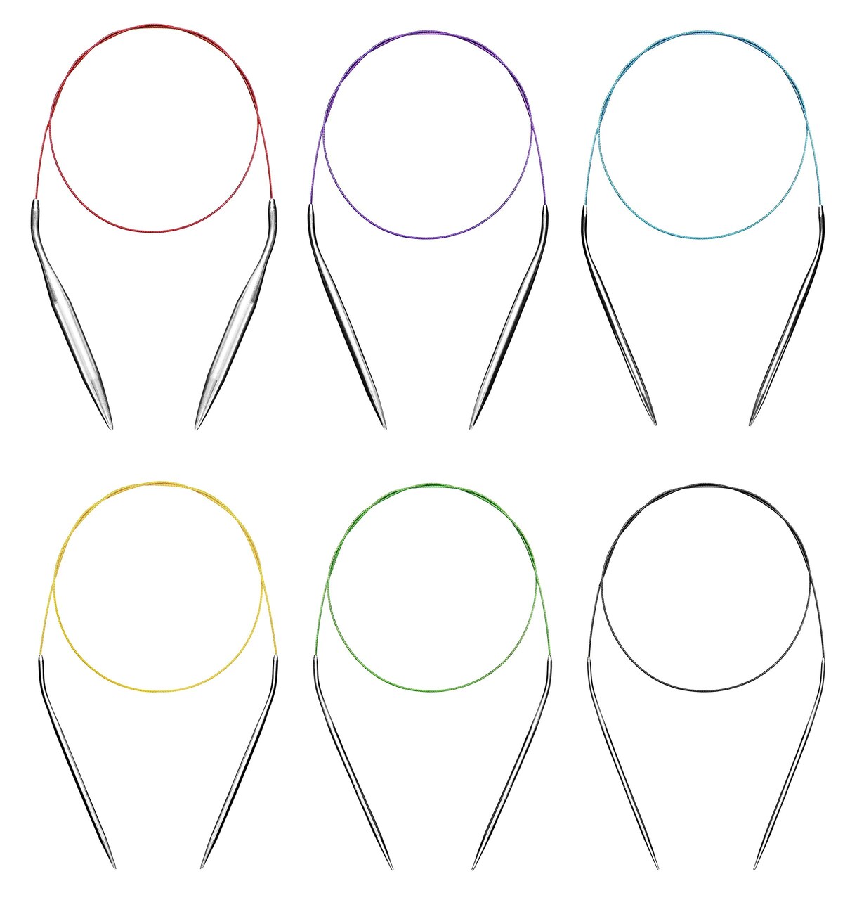 Circular Knitting Needles Set Round Needle Metal Magic Loop 40 Inch Size 15 11 9 7 4 1.5